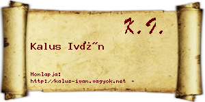 Kalus Iván névjegykártya